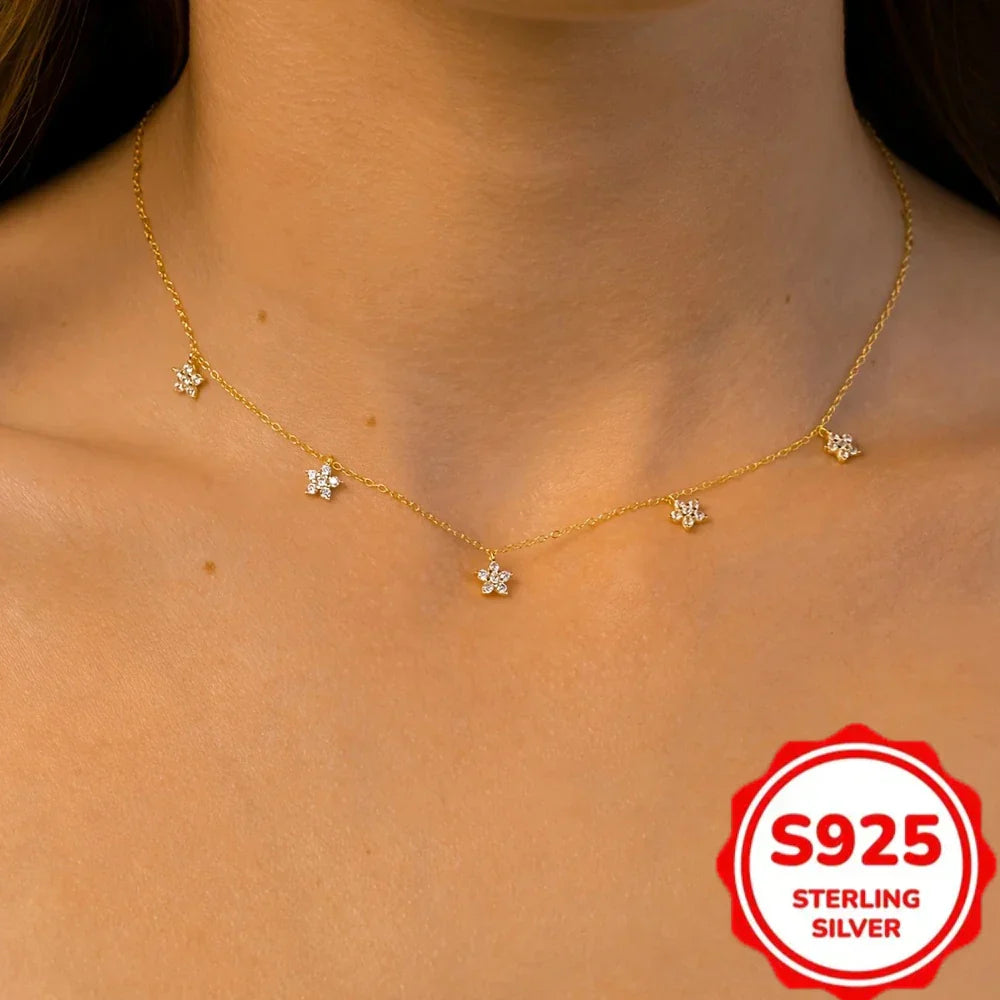 Elegant 925 Sterling Silver Floral Pendant Necklace