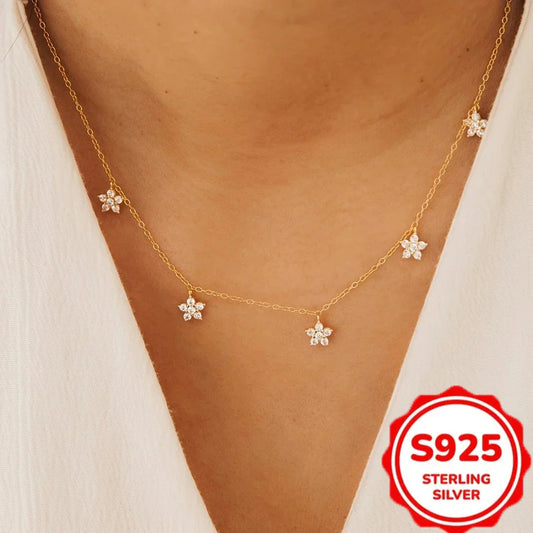 Elegant 925 Sterling Silver Floral Pendant Necklace