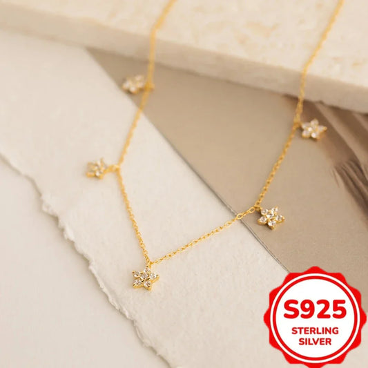 Elegant 925 Sterling Silver Floral Pendant Necklace