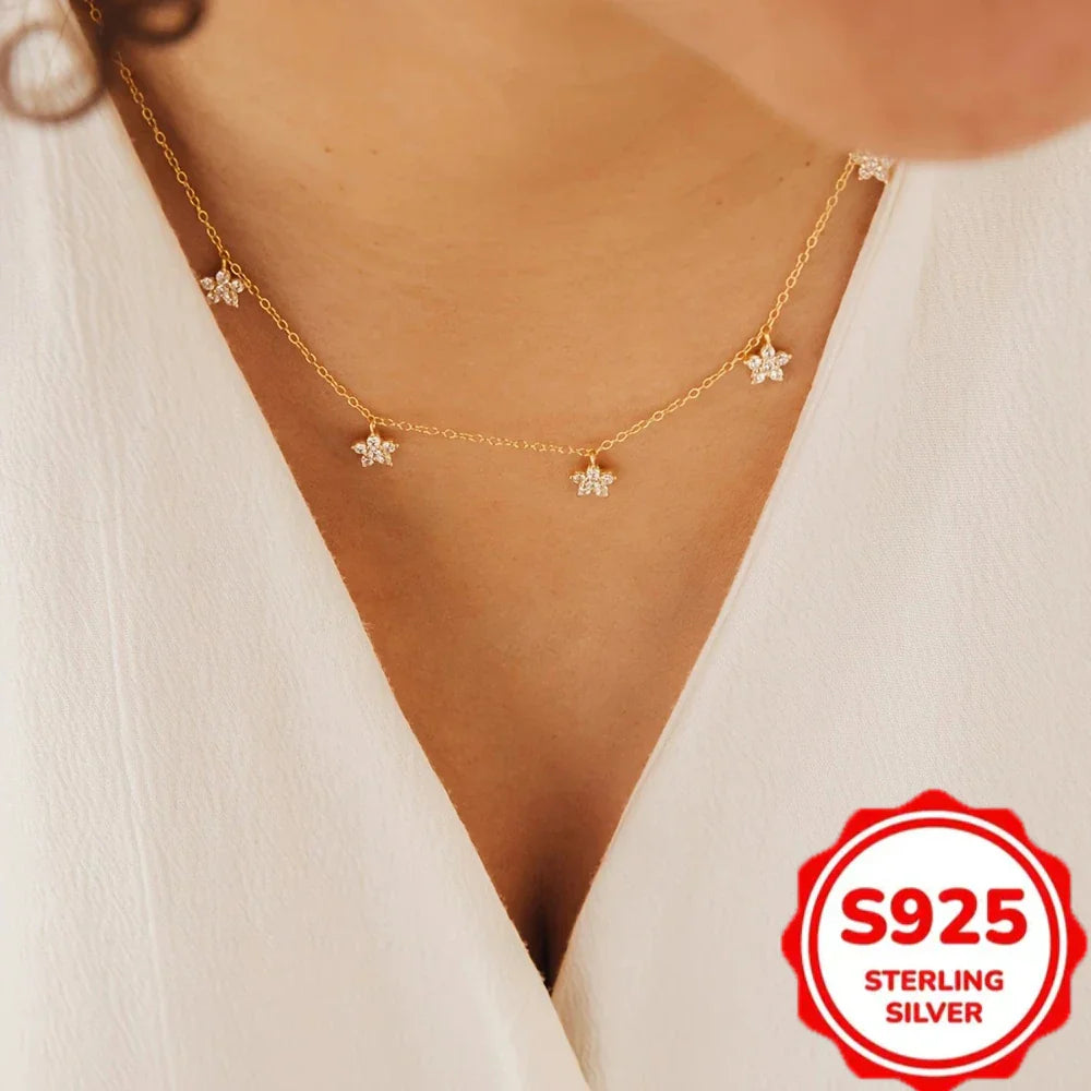 Elegant 925 Sterling Silver Floral Pendant Necklace